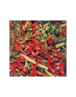 Paprikų mišinys (raudonų, geltonų, žalių), 4x2,5 kg, šaldytas