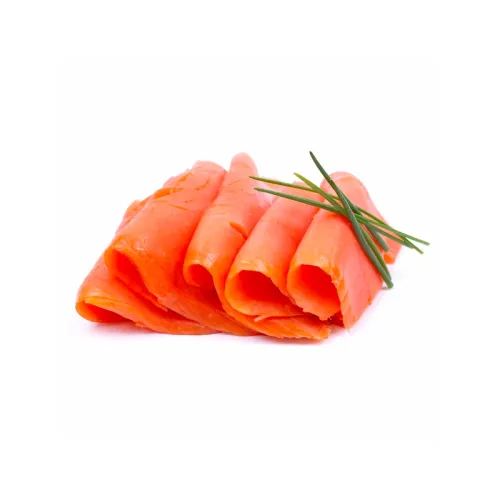 Šaltai rūkyta atlantinių lašišų filė be odos, 0,9-1,4kg, pjaustyta, vakuume, šaldyta